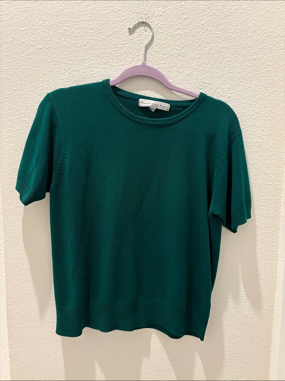Dark Green Short-Sleeve Knit Top
